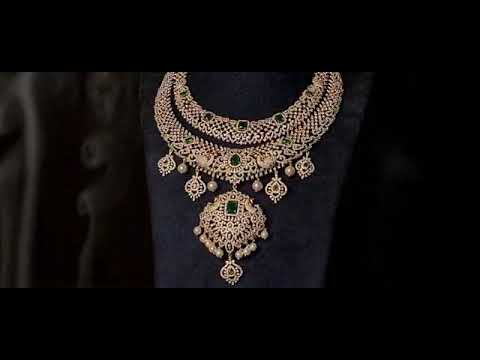 American Diamond Layered Necklace with Color Stones and Earrings