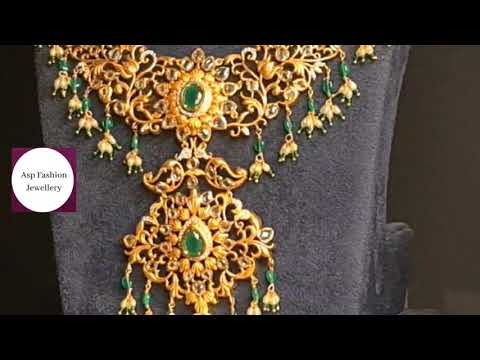 Traditional One Gram Gold Pachi Bridal Haar - Uncut Diamond Necklace Set